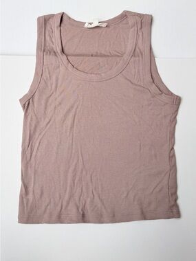 Sleeveless Ribbed Scoop Neck Tank - Dusty Mauve
